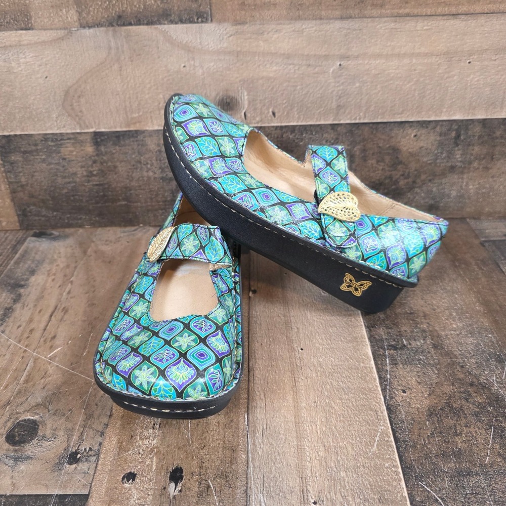 Alegria Mary Jane Leather Paloma Teal Comfort‎ Shoes PAL-399 EU 35 US 5-5.5